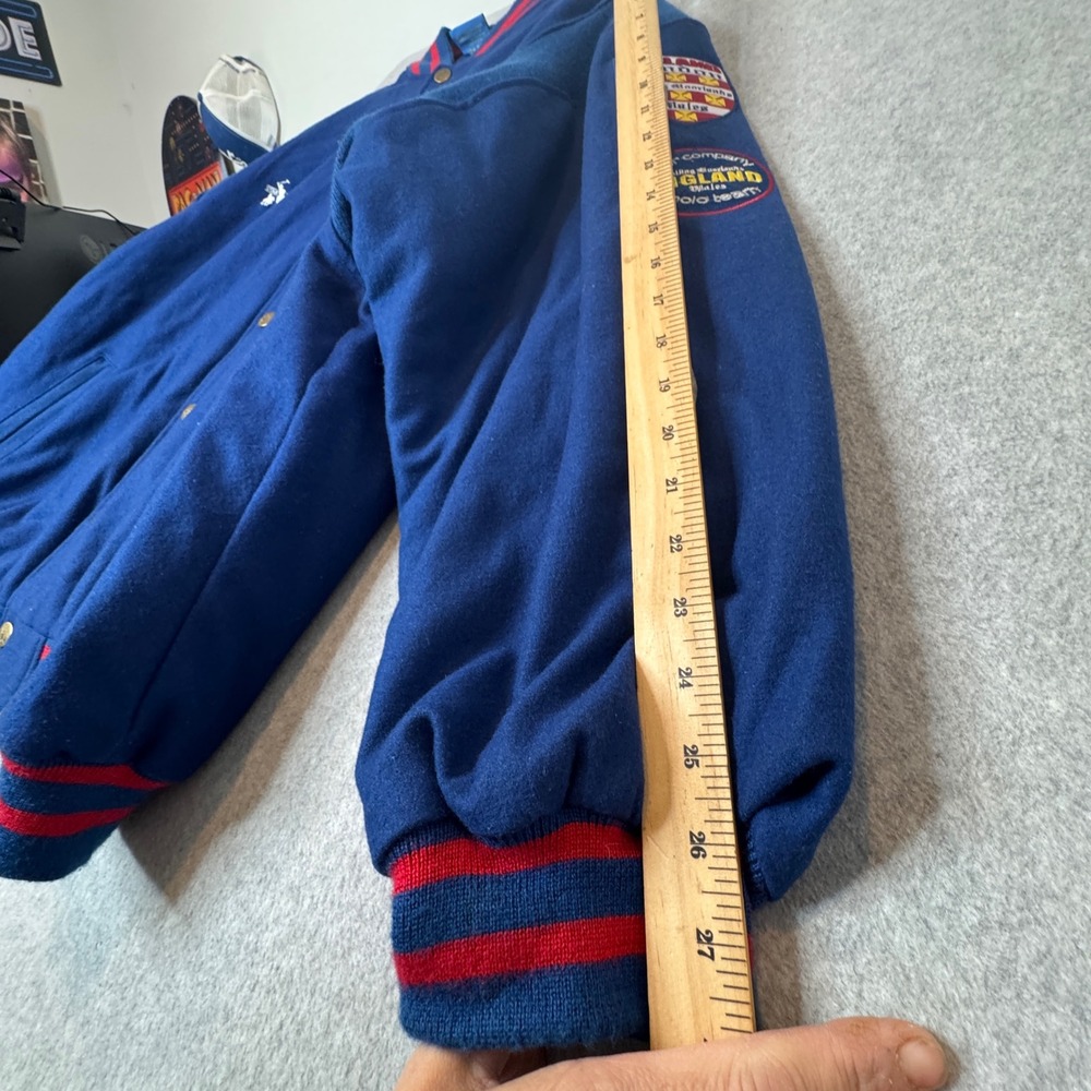 Vintage Star‎ Company Bomber Jacket Wool Quilted Embroidered Wales Polo Team 3XL - Picture 4 of 12
